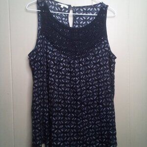 Maurices Blouse M Sleeveless Crochet Trim Black White